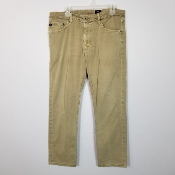 ADRIANO GOLDSCHMIED Weathered 5-Pocket Jeans Tan Size 36x34 ~ 4495 - Picture 1 of 7